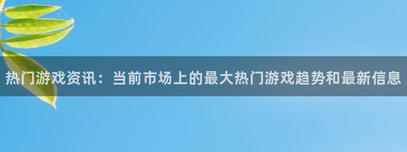 极悦娱乐是什么：热门游戏资讯：当前市场上的最大热门游戏趋势和